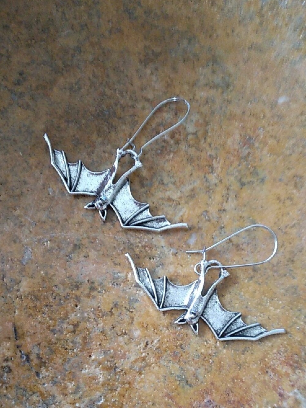 Silver Bat Dangle Earrings Halloween